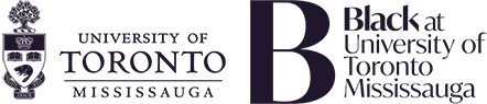The Black at University of Toronto at Mississauga logo in purple with the University of Toronto logo