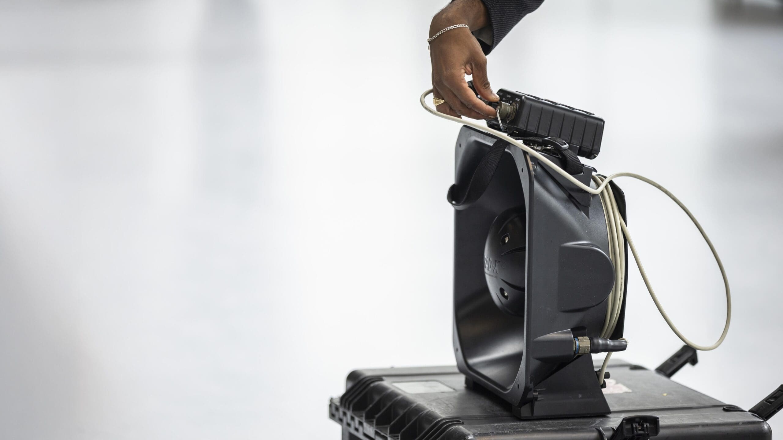 Photo of a Long Range Acoustic Device (LRAD)